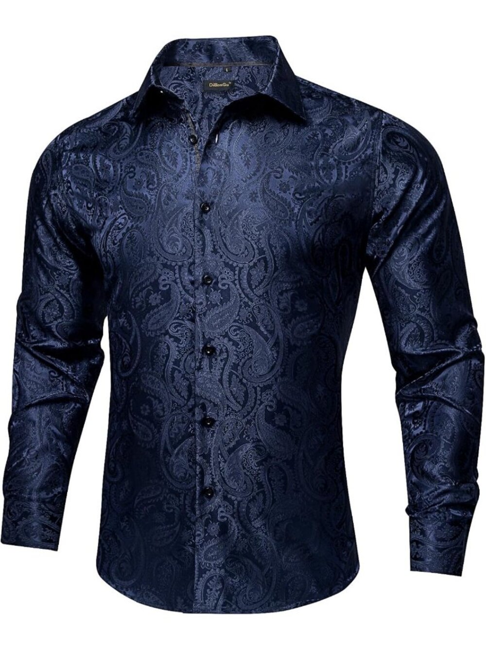 Silk Paisley Dress Shirt for Men | Long Sleeve Button Down | Stylish Casual Wear